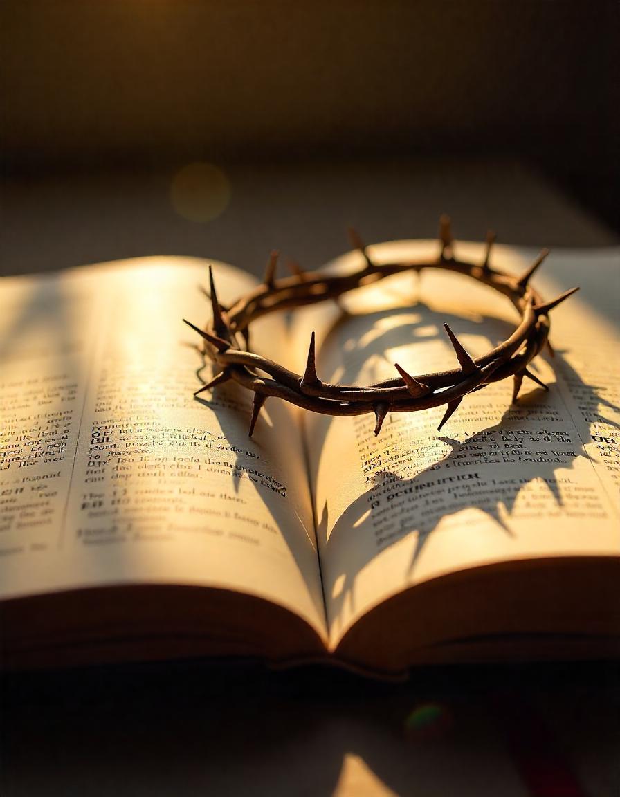 Crown of thorns on top of a Bible.